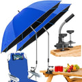 QTREE Deep Blue 2-Pack 48.7-inch Adjustable Beach Umbrellas with UV Protection for Camping & Patio