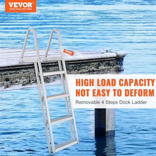 Removable 4-Step Dock Ladder - 350 lbs Capacity for Pontoon Boats