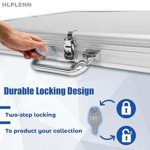 Silver Large Card Display Case 33x22 Aluminum Lockable Trade Show Jewelry Sports Card Holder with Handle