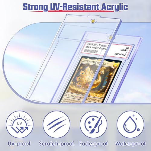 Kitoyz 100-Pack Magnetic Card Slabs - Acrylic Graded Card Holder, Secure Locking