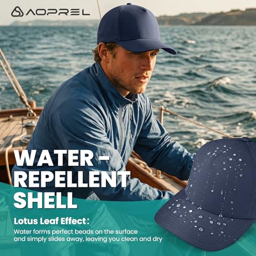 Performance Waterproof Baseball Cap for Men Women Black+Navy, S-7/7.5