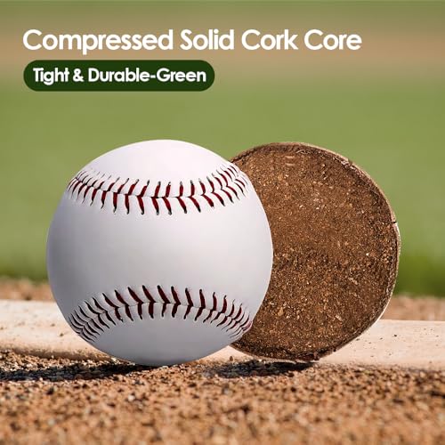 12-Pack Standard Size Unmarked Baseballs - Practice & Training Balls, 9 Inch
