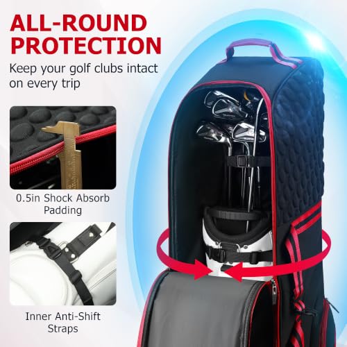 Bosstin Golf Travel Bag with Wheels - Soft-Sided, Airline Friendly, Red