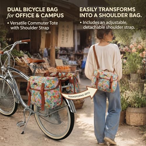 Yellow Flower Bicycle Saddle Bag Pannier Convertible Shoulder Bag 24L