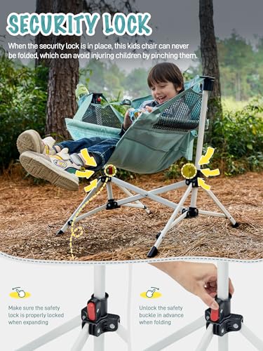 EVER ADVANCED Kids Foldable Hammock Chair with Stand - Dolphin Green, Portable Child Camping Swing Seat, Supports 125LBS
