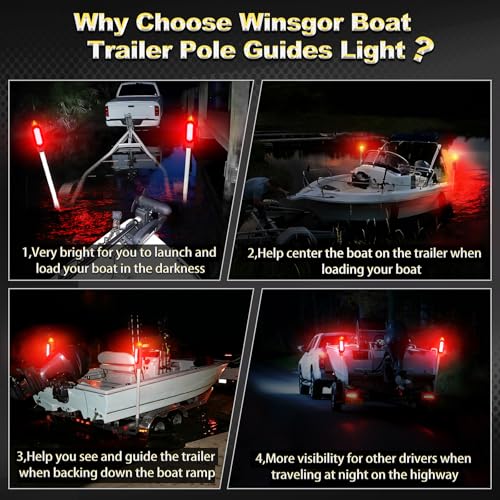 2PCS Boat Trailer Guide Pole Lights with Turn Signal & Brake, Waterproof Marine LED