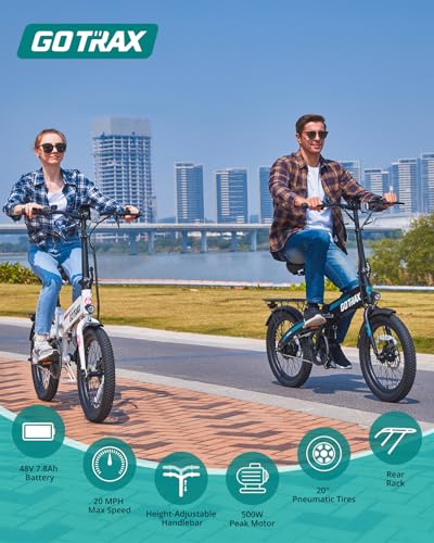 Gotrax R1 20-Inch Folding Electric Bike for Adults, White, Max 20mph