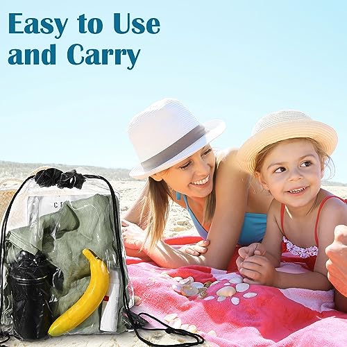 100 Pack Clear Drawstring Backpacks Bulk Stadium Approved Bags for Sports & Events - Black