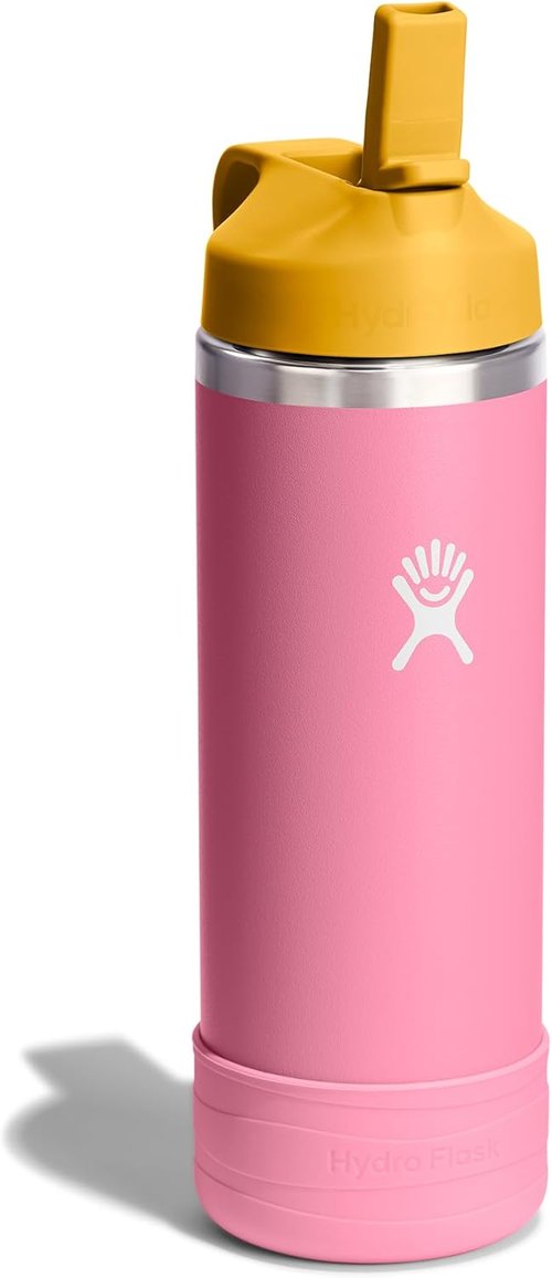 Hydro Flask Kids Water Bottle - Insulated Stainless Steel with Straw Cap | 18 Oz in Dahlia
