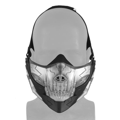Tactical Airsoft Half Face Masks, Rebel Skull Airsoft Half Face Mask Airsoft Protective Masks for Cs War Game Halloween Party (Black/Silver)