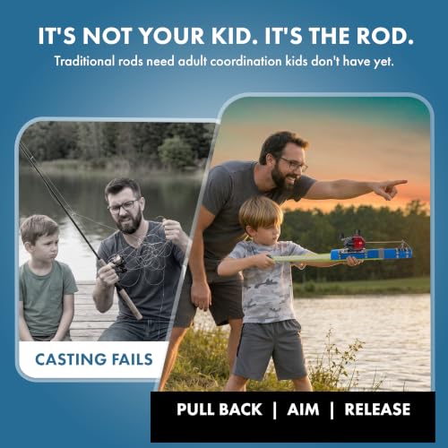 Kids Fishing Pole & Reel Set - Slingshot Catapult Rod for Children