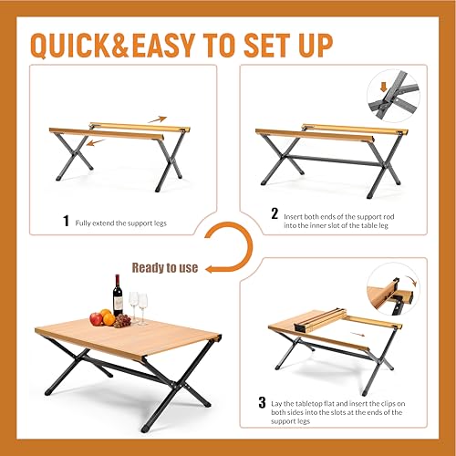 Lightweight Aluminum Camping Table - Foldable Portable Outdoor Dining Surface