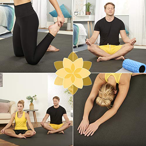 Large 6x4 Yoga Mat - Extra Thick Non-Slip 8mm for Yoga, Pilates & Stretching - Black