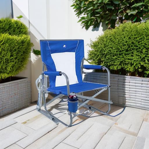 Portable Folding Beach Rocking Chair with Cup Holder - Saybrook Blue
