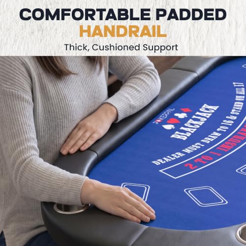 Foldable 8 Player Poker Table with Interchangeable Waterproof Game Mats - Burgundy