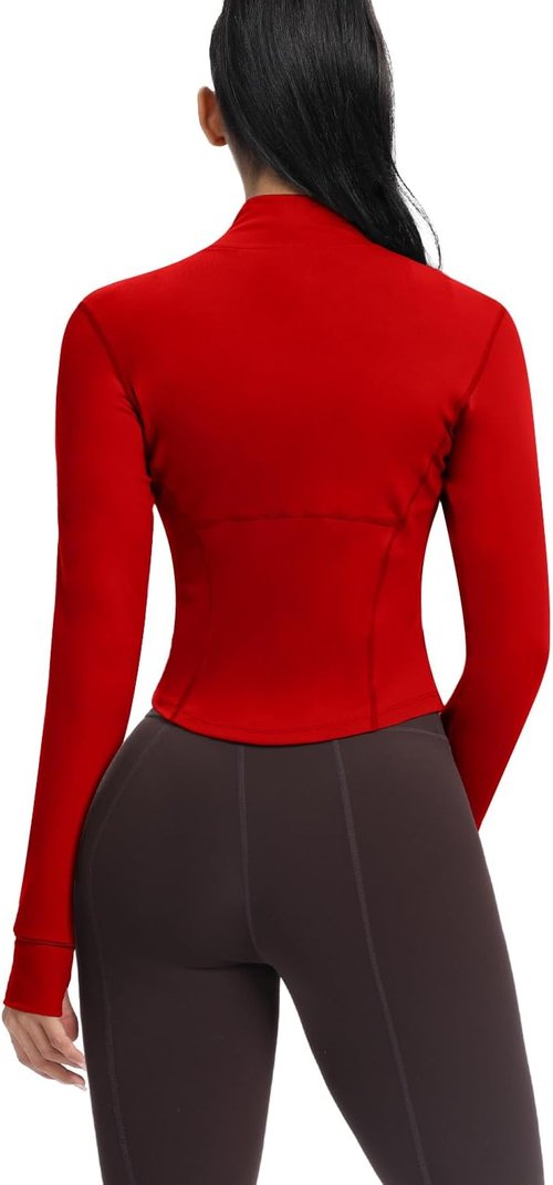 AVGO Women's Cropped Running Jacket - Slim Fit Athletic Top with Thumb Holes | Perfect for Workouts