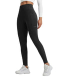 baleaf Women's Fleece Lined Thermal Leggings Winter Warm Pants High Waisted Tummy Control Cold Weather Tights with Pockets for Yoga Running Hiking Black S