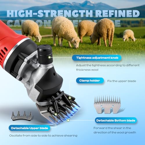 Luzrise Red 1000W Electric Sheep Shearing Clipper for Livestock
