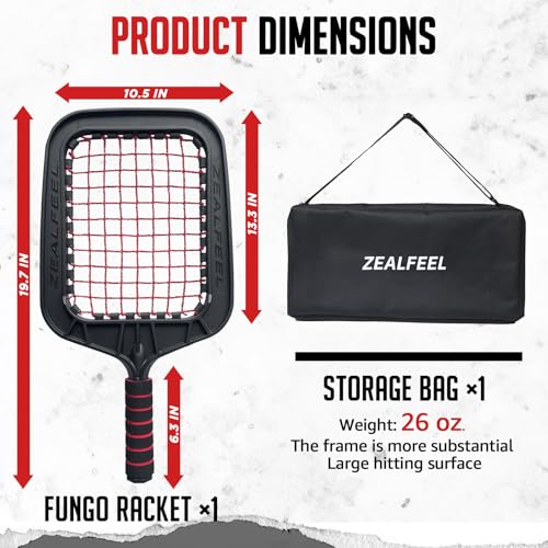 ZEALFEEL Red Fungo Baseball Racket 26 OZ for Fly Balls & Practice