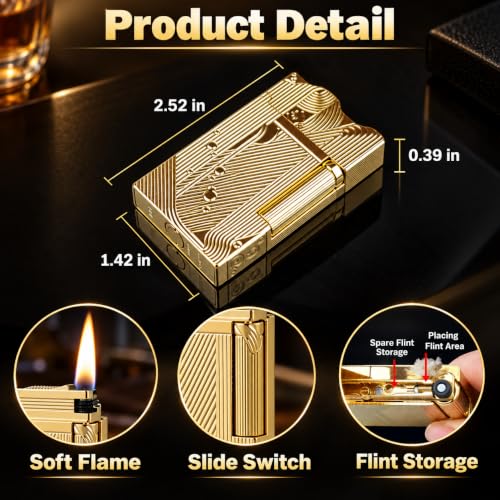 Laicengo Vintage Sanji Copper Butane Refillable Gas Lighter for Men & Dad