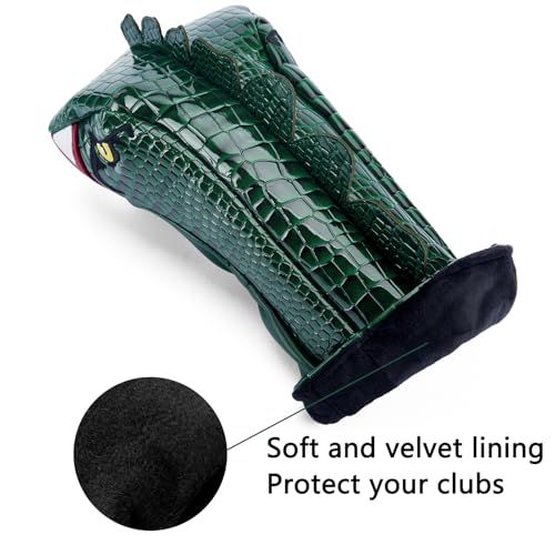 Golf Club Headcover for Driver Tyrannosaurus Rex Cartoon Dinosaur Design - Green