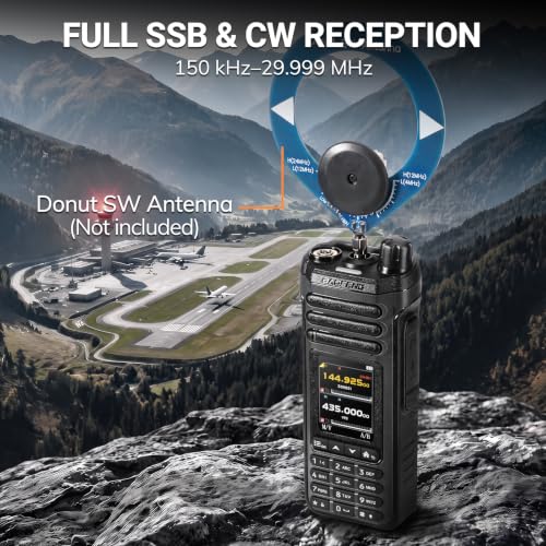 10W Tri-Band Handheld Ham Radio with SSB/CW, 1000 Channels, Dual Antennas