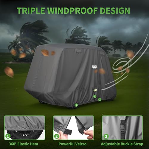 Grey XL 4+2 Passenger Golf Cart Cover for Yamaha EZGO Club Car - All-Weather UV Resistant