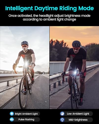 RAVEMEN K1800 Smart Bicycle Front Light with AI Night Mode & Wide Beam