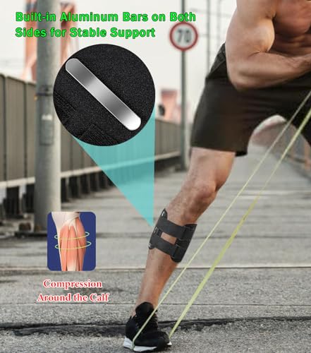 Calf Brace with Shin Splint Support Black - Compression Wrap for Pain Relief
