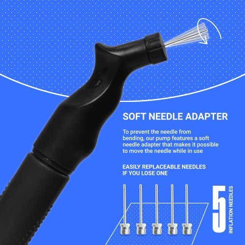 SPORTBIT Ball Pump for Sports Balls - Blue & Black Push & Pull Inflator