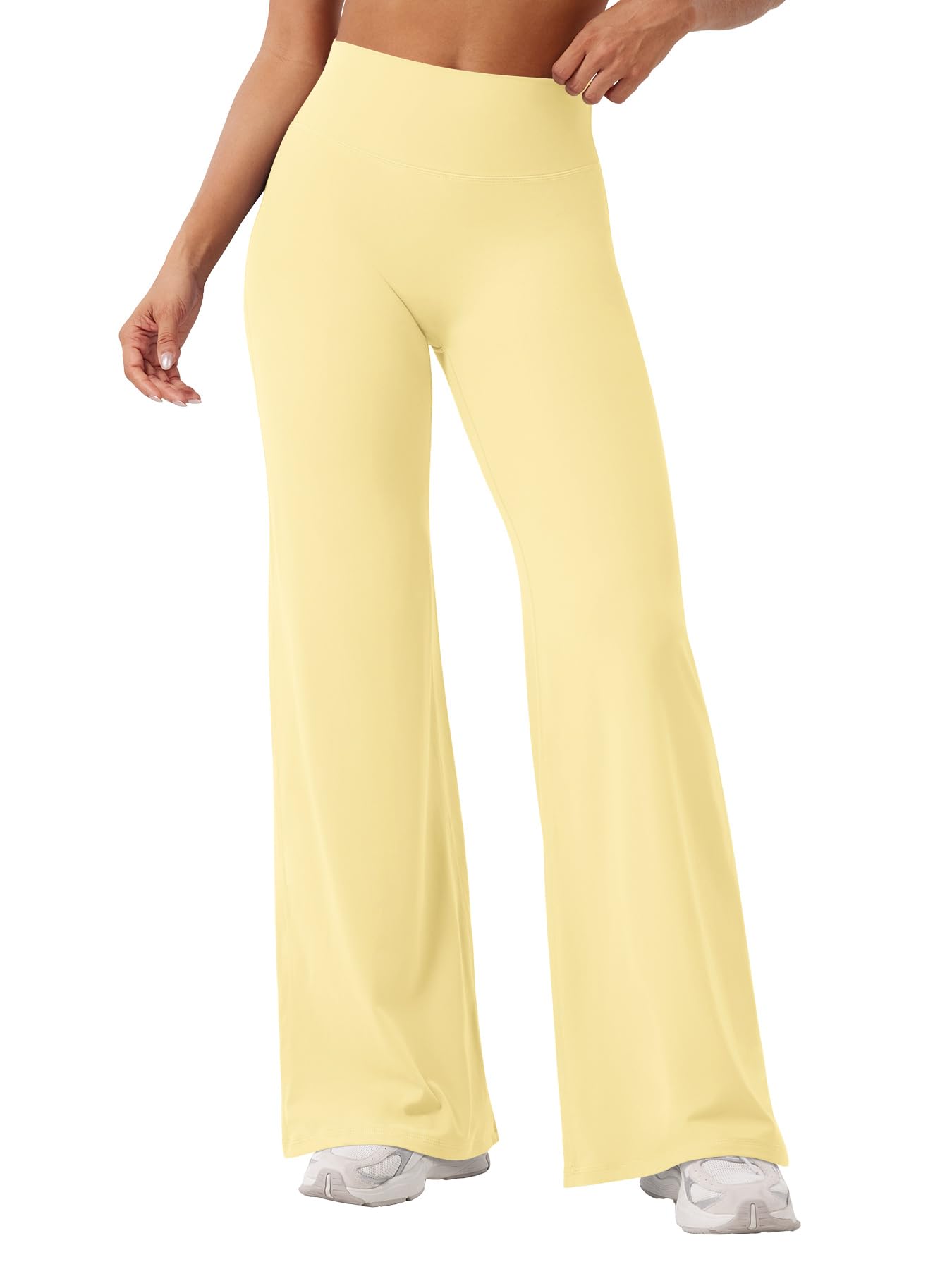 YEOREO Workout Leggings Womens No Front Seam Straight Leggings 31.5" High Waist Buttery Eddiy Gym Yoga Pants Butter Yellow L