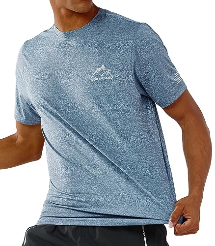 Men's Quick Dry Workout Running Shirt - Large Blue Heather
