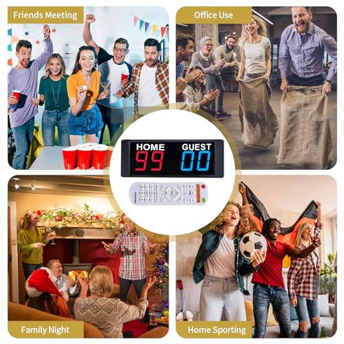 Rechargeable LED Portable Digital Scoreboard with Remote - Red & Blue