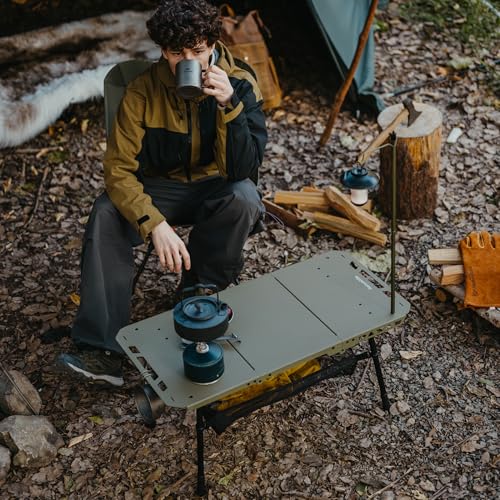 Naturehike Green Tactical Camping Table - Adjustable Height, Lightweight & Portable