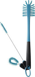 3-in-1 Water Bottle Cleaning Brush Set | Long Handle Scrubbing Brush for Tumblers, Straws & Baby Bottles - Smokey Blue