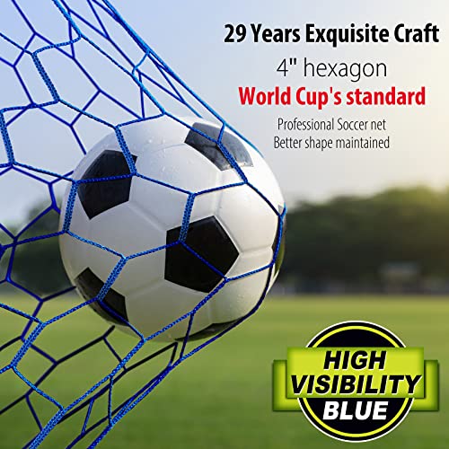 Soccer Goal Net Replacement 24x8FT Blue - Standard Size, Weather-Resistant, Durable Nylon Mesh with 4in Hexagon Mesh, Variation of Blue / Standard 24' W x 8' H x 3' D x 8' B