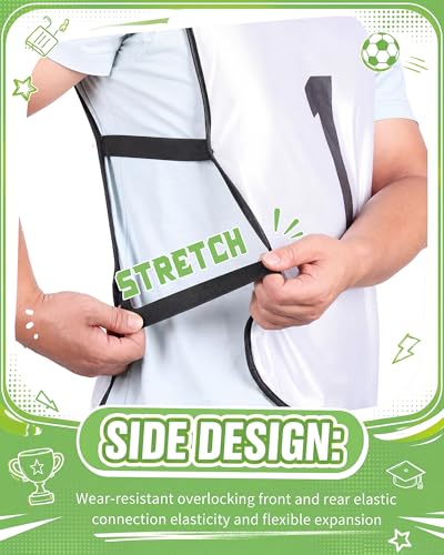 Yahenda 24 Pcs Soccer Pinnies Adult Vests - Large White & Black, Numbered Sports Bibs