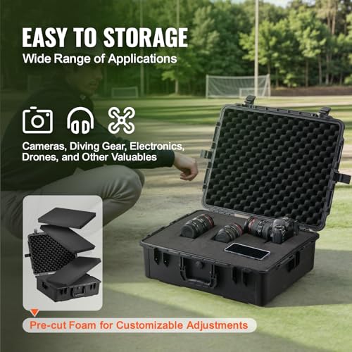 VEVOR Waterproof Hard Case 24.41x19.29x8.86in Heavy Duty Travel Protective Box