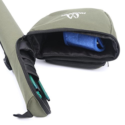 Fly Fishing Rod Case with Reel Pouch - 9ft 4-Section Green, Complete Protection