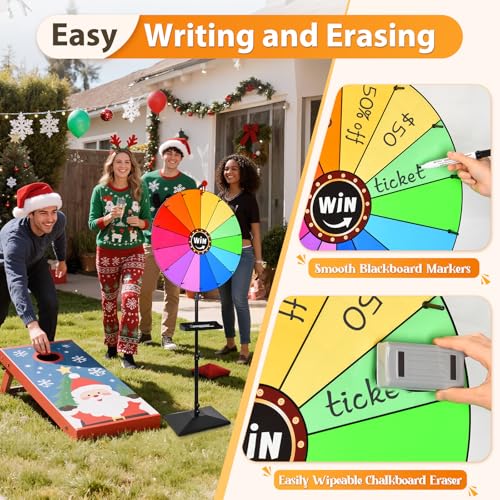 AugFir 24-Inch Adjustable Height Prize Wheel for Parties & Events