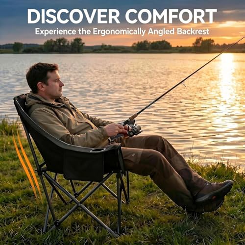Qucamous 2 Pack Oversized Heavy Duty Camping Chairs Support 500 lbs, Black & Grey