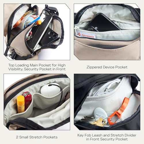 ARTERRA Falcon2L Ultralight Water-Resistant Fanny Pack Black - Compact Crossbody Waist Bag for Outdoor & Everyday Use