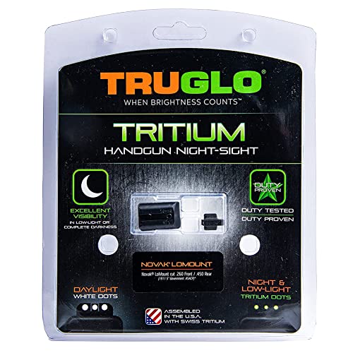 TRUGLO Tritium Handgun Sight Set for 1911 - Front 0.260 & Rear 0.450 Inches, Night & Day Visibility