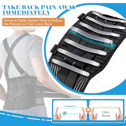 Plus Size Work Back Brace 4XL/5XL with Removable Shoulder Straps - Heavy Lifting Support