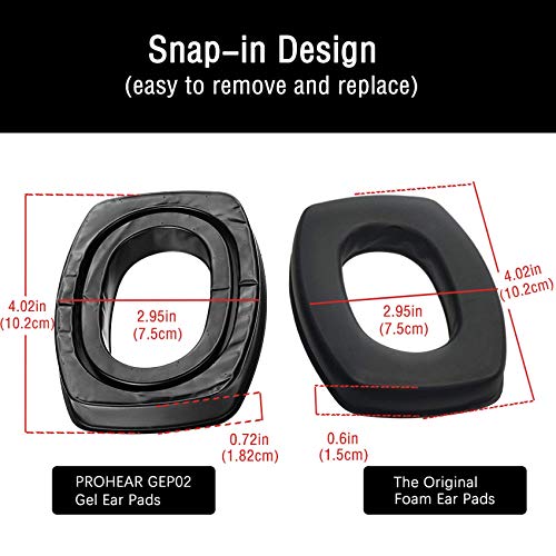 Gel Ear Pads 2 Pack for Howard Leight/PROHEAR Earmuffs - Silicone Memory Foam Pad Replacement