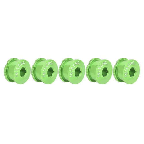 RiToEasysports Chainring Crankset Bolts, Aluminum Alloy Double Chainring Bolts Chainring Bolt Nut Set for Single Plate (Green for Short Single Plate)