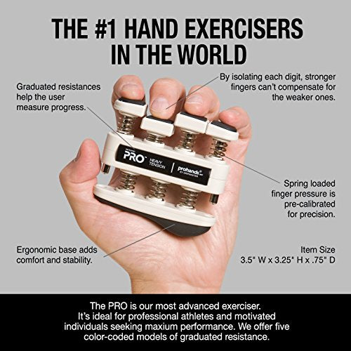 Prohands PRO Hand & Finger Exerciser Set - Heavy/Extra Heavy/XX-Heavy, Black, Gray, Orange