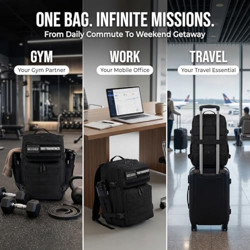 WOLFpak 35L Athletic Gym Backpack - Waterproof Oxford, Laptop, Alpha Black