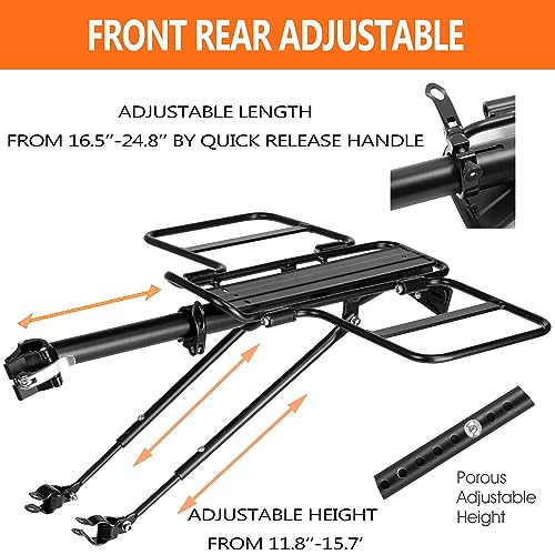 YONTUO Foldable Wide Wings Bike Cargo Rack - Universal Adjustable Bicycle Rear Rack for 24-29 Inch Bikes, Large Capacity, Quick Release