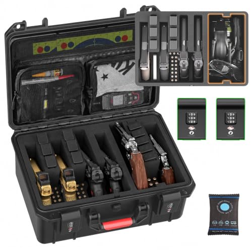 Kinghardcase Pistol Gun Case for Multiple Handguns Black with TSA Locks